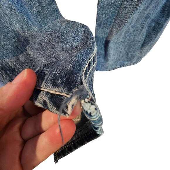 BKE Denim Tyler Straight Fit Jeans 30R Distressed Blue Cotton Mens Casual Wear - Picture 5 of 5